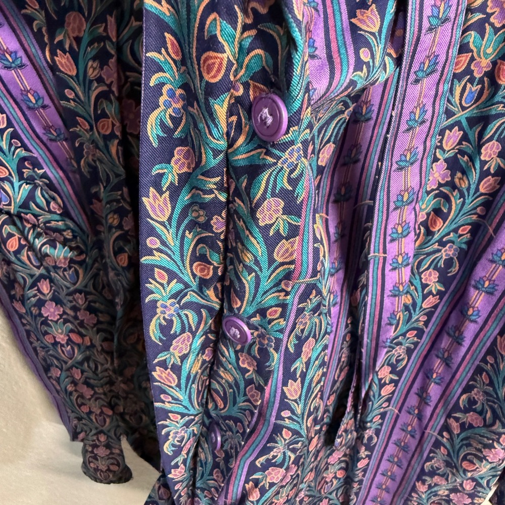 Vintage Prophecy Womens Sz 16 Purple Teal Artsy Floral Boho Eclectic Blouse Top - Picture 10 of 12